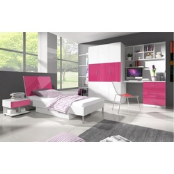 JVmoebel Kinderbett Betten Modernes Kinderbett Jugendbett für Mädchen Holzbett Rosa rosa|weiß