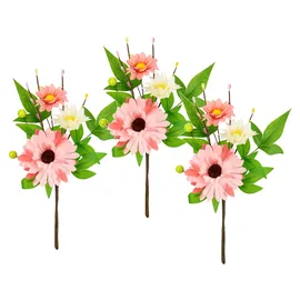 I.GE.A. Kunstzweig I.GE.A. "Dekozweig Gerbera Margeriten", rosa, B:14cm H:24cm L:6cm, Polyester, Kunstpflanzen, Kunstzweig, 3er Set Zweig Einzelblumen Kunstblumen Blumen Dekozweige