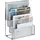 Relaxdays Zeitschriftenhalter Metall, 4 Fächer, Dokumentenablage Büro, HBT: 43x33x18 cm, Magazinhalter, Briefe, Silber
