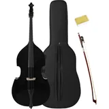 Classic Cantabile DBP-120BK 3/4 Kontrabass Set – Gesperrte Fichtendecke, Boden & Zargen aus gesperrtem Ahorn, Palisanderbogen & Griffbrett - höhenverstellbarer Stachel - Inkl. Tasche & Kolofonium