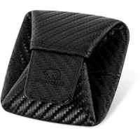 BROWN BEAR Münzbörse klein | Leder Schwarz Carbon | Echtleder Münzbeutel mit Druckknopf | Mini Kleingeldbörse Wiener Schachtel | Minibörse für Herren & Damen | BB 9095 CBK