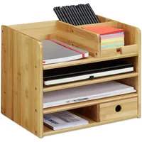 Relaxdays Schreibtisch Organizer, Briefablage A4, Notizzettel und Stifte ordnen,