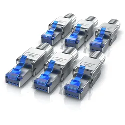Primewire 6x Netzwerk-Adapter RJ-45 (Ethernet) zu Netzwerkkabel, Netzwerkstecker RJ45 CAT 8 - Gigabit Ethernet LAN Kabel - 40 Gbit/s, silber