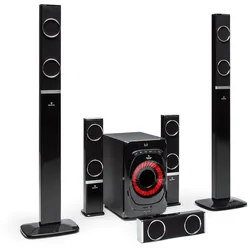 auna Areal 825 5.1 Lautsprechersystem 200 W RMS BT USB SD AUX Fernbedienung Schwarz