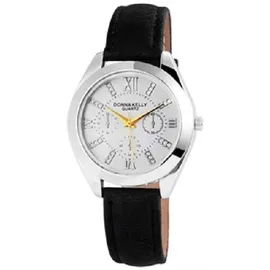 Donna Kelly Damenuhr Armbanduhr Kunstlederband schwarz Analog Quartzwerk Chronolook