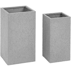 Royal Catering Pflanzkübel - 2er-Set - Edelstahl - Sandstein-Optik -