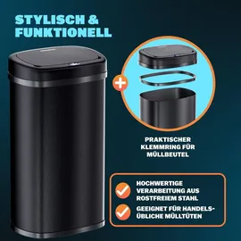 monzana Sensor Mülleimer 58 l Schwarz