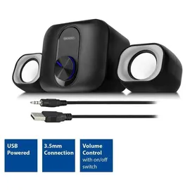 Eminent 2.1 Stereo speaker set for PC and laptop, USB powered, PC Lautsprecher, Schwarz, 1 m, 3 W - Schwarz