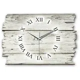 Kreative Feder Funkwanduhr Design-Wanduhr „Holz-Design weiß“ aus Holz (ohne Ticken; flüsterleises Uhrwerk; außergewöhnlich, modern) weiß