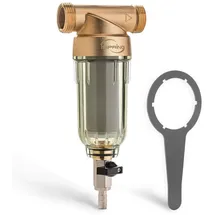 iSpring WSP-100 1" Rückspülfilter Wasserfilter Filter, Wiederverwendbarer Spin-Down-Sedimentwasserfilter, Vorfilter für Brunnenwasserschlauch, G 1" - 3/4", 100Mikron