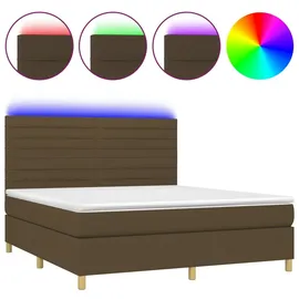 vidaXL Boxspringbett mit Matratze & LED Dunkelbraun 160x200 cm Stoff