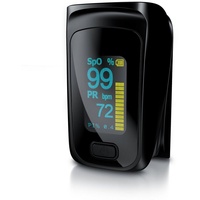 Medicinalis Pulsoximeter, SpO2 Finger Pulsmesser, Fingerpulsoximeter, Puls & Sauerstoffsättigung schwarz