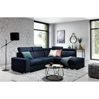 Fun Möbel Ecksofa Ecksofa Schlafsofa NOLAN inkl. USB-Anschluss, inkl. Bettkasten, Kopfteil verstellbar, Rundumbezug, inkl. USB-Anschluss blau