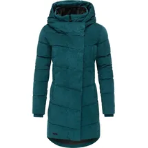 Ragwear Damen Langer Wintermantel wasserdicht in Kord-Optik warmer Steppmantel mit Samt-Haptik Pavla Cordy YOUMODO Ocean Green Gr. 3XL - 3XL