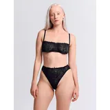 erlich textil String FLUID LACE HIGH WAIST BRAZIL in schwarz | Gr.: 34