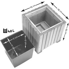 BooGardi Blumenkasten mit Einsatz · Hellbraun 25cm x 25cm x 25cm · 4 Farben 3 Größen · Pflanzgefäß für · · Terrasse
