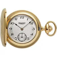 Regent Taschenuhr P775, (Set, 2-tlg., mit Kette), Herrenuhr, Handaufzug, Acrylglas goldfarben
