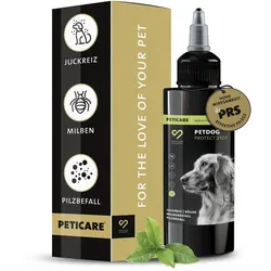 Peticare Anti-Parasiten Mittel für Hunde gegen Milben Flöhe Pilze 50 ml