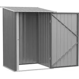 Outsunny Stahl Gerätehaus 0,92 m2  Abschließbarer Gartenschrank mit Pultdach, 100x103x160cm, Grau  Aosom