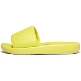FitFlop Pantolette FITFLOP "IQUSHION D-LUXE PADDED LEATHER SLIDES", Damen, Gr. 37, gelb, Leder, casual, Schuhe, Sommerschuh, Schlappen mit breiter Bandage