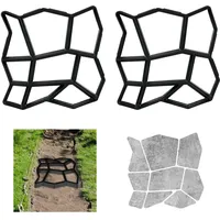 Relaxdays Gehwegform 2er Set, DIY Gestaltung von Gartenwegen, zum Selbstgießen, HxBxT: 4x32x32 cm, Kunststoff, schwarz