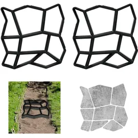 Relaxdays Gehwegform 2er Set, DIY Gestaltung von Gartenwegen, zum Selbstgießen, HxBxT: 4x32x32 cm, Kunststoff, schwarz