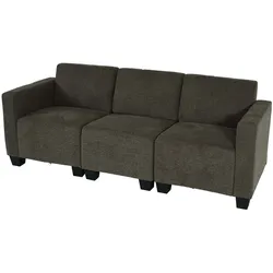 Modular 3-Sitzer Sofa Couch Moncalieri, Stoff/Textil ~ braun