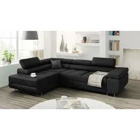 Ecksofa Miami L-Form mit Schlaffunktion und Bettkasten Sofa mit Stauraum, Ecksofa mit Schlaffunktion Dunkelgrau Ottomane Links - Dunkelgrau