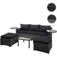 Mendler Poly-Rattan Garnitur HWC-J38, Garten-/Lounge-Set Sitzgruppe, Spun Poly halbrundes Rattan ~ grau, Kissen anthrazit