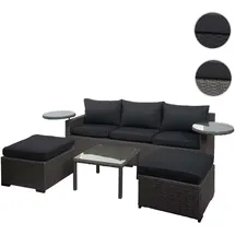 Mendler Poly-Rattan Garnitur HWC-J38, Garten-/Lounge-Set Sitzgruppe, Spun Poly halbrundes Rattan ~ grau, Kissen anthrazit