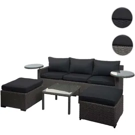 Mendler Poly-Rattan Garnitur HWC-J38, Garten-/Lounge-Set Sitzgruppe, Spun Poly halbrundes Rattan ~ grau, Kissen anthrazit