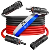 HB-DIGITAL hb-digital 2x 20m Solar Verlängerungskabel 6 mm2 mit PV Stecker Solarkabel, Solarstecker, (2000 cm), TÜV Rheinland zertifizierte PV Kabel 6mm2 für Solaranlagen