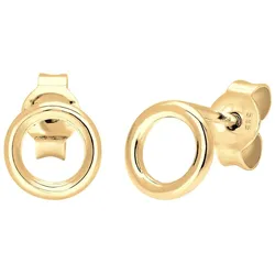 Elli PREMIUM Stecker Kreis Geo Basic Minimal 585 Gelbgold Rond Ohrringe   Damen 