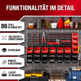 DEUBA Wandregal mit Stapelboxen und Werkzeughalter Werkstattregal Werkzeuglochwand