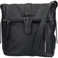 Umhängetasche RIEKER, Damen, Gr. B/H/T: 21cm x 34cm x 10cm, schwarz, Lederimitat, unifarben, Taschen Umhängetasche, Damen-Handtasche, Schultertasche, Überschlag mit Schnallenverschluss