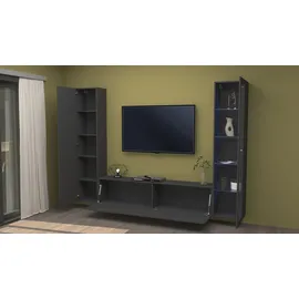 Home Affaire Wohnwand HOME AFFAIRE "Maruska", grau (anthrazit, anthrazit), B:260cm H:180cm T:30cm, Holzwerkstoff, Kastenmöbel-Sets, Wohnwand