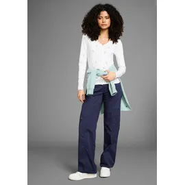 KangaROOS Langarmshirt mit Blumendruck und Knopfleiste, Gr. 36/38, weiß-bunt, , 34692823-36