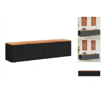 VidaXL Gartentruhe Schwarz 220x50x54 cm Poly Rattan Akazienholz