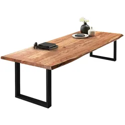 SAM® Esstisch Baumkante massiv Akazie natur 260 x 110 schwarz VALIN