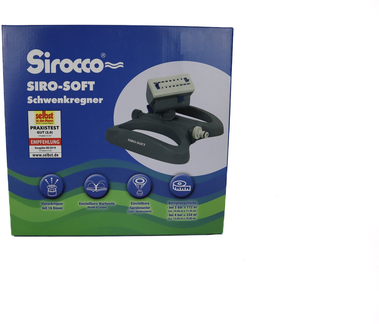 Siro Soft Viereckregner mit 16 Düsen - Effiziente Bewässerung für Ihre