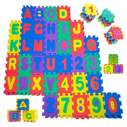 Sosila Puzzlematte Zahlen und Buchstaben 86 tlg., Spielmatte Spielteppich Schaumstoffmatte Lernteppich Kinderspielteppich Puzzleteppich bunt