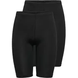 Only Radlerhose ONLLIVE – Radler im Doppelpack mit elastischem Rippbund (2er-Pack) unifarben, casual, slim fit, Web, Rundhals schwarz XS (34)