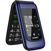 Guwet Seniorenhandy Klapphandy ohne Vertrag,Dual SIM 2G GSM mit SOS-Notruftaste,Rentner Handy Großen Tasten mit 1600mAh Akku,USB-C,2.4"+1.77" Dual Display,Blau