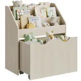 Songmics Spielzeugregal mit 3 Regalebenen auf Rollen haferflockenbeige