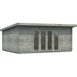 Gartenhaus PALMAKO "Lea", grau, Fußboden im Gartenhaus, ohne Dacheindeckung, Holzwerkstoff, Gartenhäuser, 19,4 m2, mit Fußboden im Gartenhaus