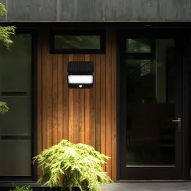 GLOBO Wandlampe mit Bewegungsmelder LED Solarleuchte Haustürlampe Fassadenleuchte Gartenlampe, 1x LED 400lm neutralweiß, BxH 14,4x10,4 cm