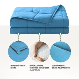 DAILYDREAM Gewichtsdecke für Erwachsene aus 100% Baumwolle, Edition Blau | 7 kg | 155x200cm | Gewichtete Decke | Blau