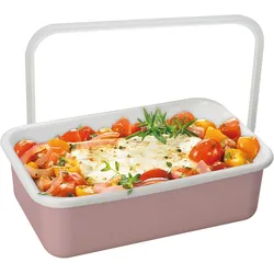 Frischhaltedose HONEYWARE "Color Line", rosa, B:12cm H:6cm L:18cm, Emaille, Kunststoff, Lebensmittelaufbewahrungsbehälter, geeignet zum Kochen, Backen, Servieren, Aufbewahren und Einfrieren