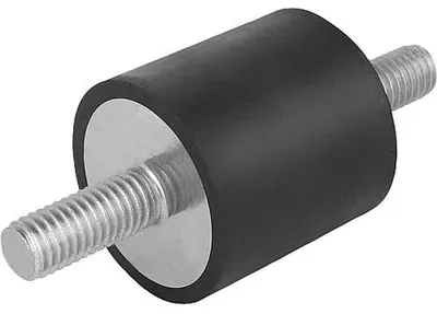 GUMMIPUFFER TYP A AUSSENGEWINDE M12X37, D=75, H=55, STAHL, KOMP:ELAST. NATURKAUTSCHUK SHORE 55A, SCHWARZ