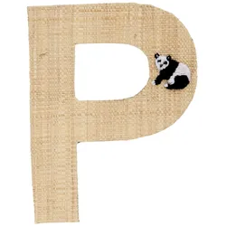 RICE Raffia Buchstaben Sticker, P, Panda